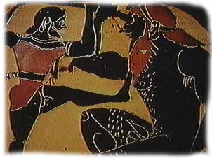 Odysseus fights the cyclops